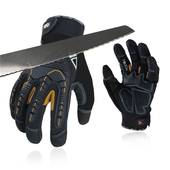 Vgo... 1 Paar Sicherheitshandschuhe,SchnittfesteHandschuhe,ANSI level A5，Impact Handschuhe,Anti-Vibr