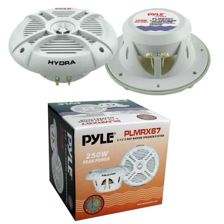 Pyle 2 Lautsprecher PLMRX67 weiss 2 Wege 250 watt max 19,3 cm wasserdicht ideal für Schwimmbad Boot