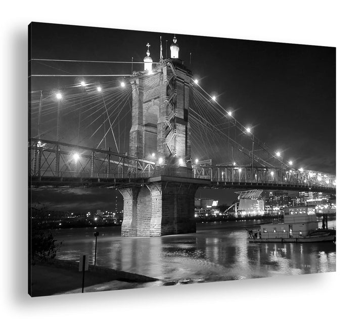deyoli gigantische Hängebrücke in Ohio Format: 80x60 Effekt: Schwarz&amp;Weiss als Leinwandbild, Motiv f