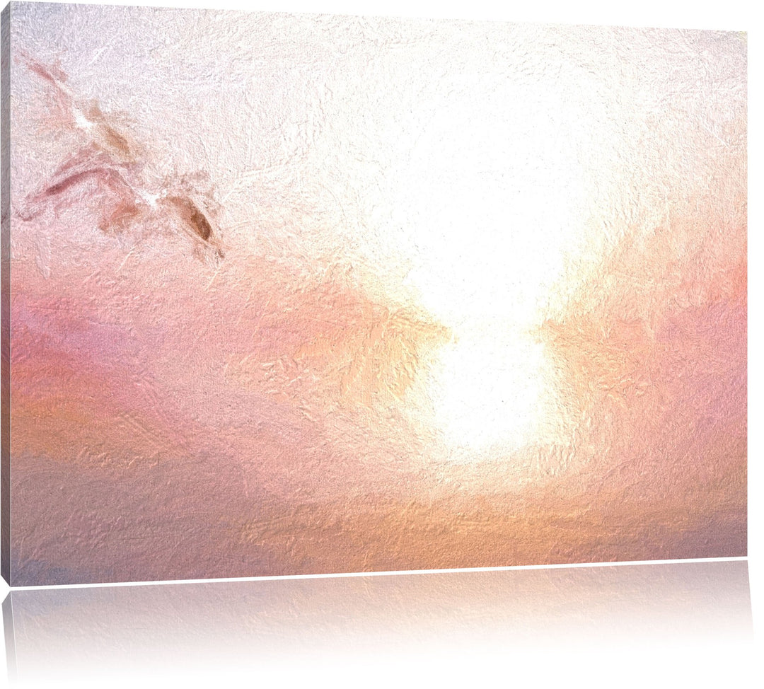 Möwen am Meer bei Sonnenaufgang Deluxe Format: 100x70 cm auf Leinwand, XXL riesige Bilder fertig ger