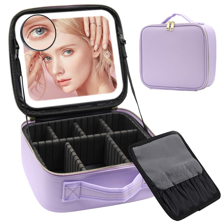 Reise-Makeup-Tasche Kosmetiktasche Make up Organizer Tasche mit grossen beleuchteten Spiegel 3 Farbe