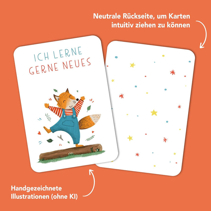 40 Affirmationskarten Kinder - Rüsselfuchs Starke Gedanken - Mutmachkarten für Kinder - Selbstbewuss