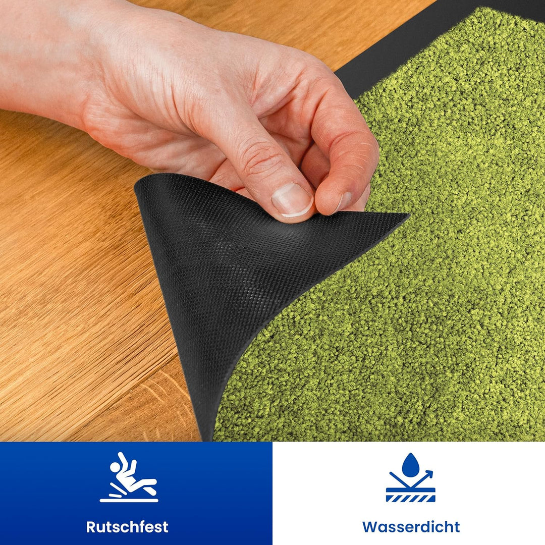 Hochwertige Fussmatte Grün 90x120 gross für Innen & Aussen - Schmutzfangmatte rutschfest, waschbar &