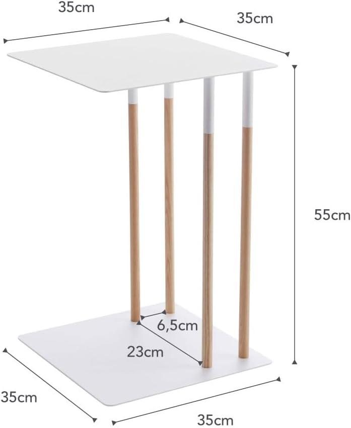 Yamazaki Sliding Sofa c end Table/Coffee Tray/Laptop Desk Beistelltisch, Stahl, Weiss, One Size, Wei
