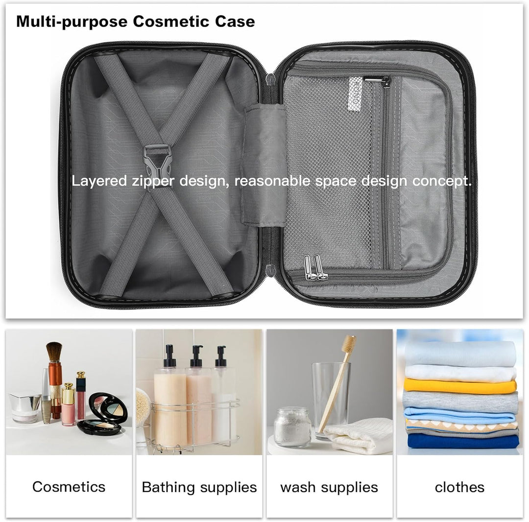 KONO Gepäck-Sets Kofferset 3 Teilig Handgepäck Koffer und Gross Koffer mit Beautycase (54cm+72cm+Kos