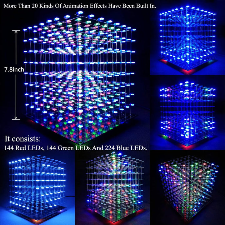 LED Licht Cube Kit 3D Led Cube 8x8x8 With Diy Kit Elektronische Kit für schulpädagogisches Labor