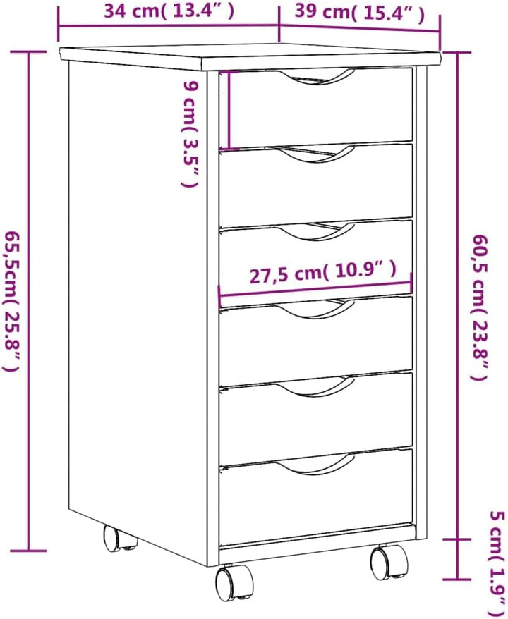 Gecheer Rollschrank mit 6 Schubladen, Kommode, Schubladenschrank, Schreibtischschrank, Aktenschrank,