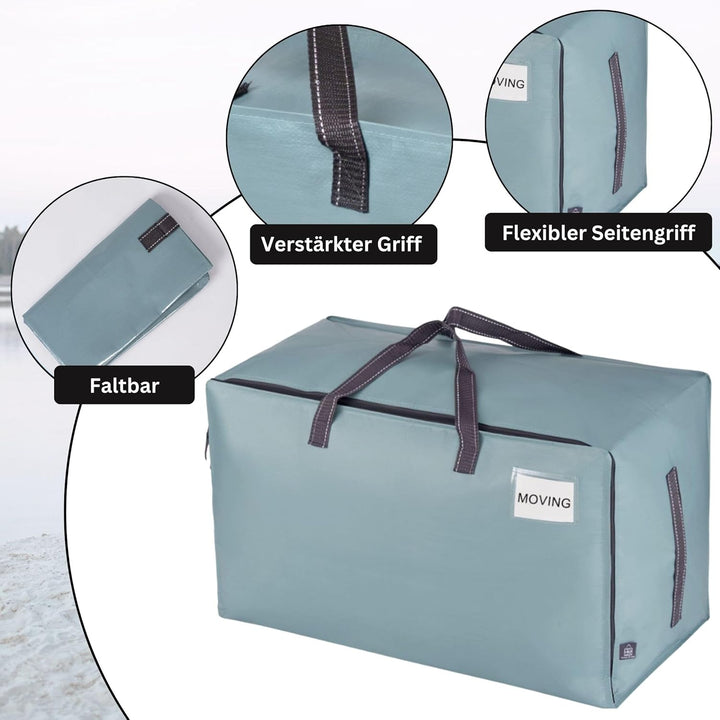 VENO 102 Liter Grosse Aufbewahrungstasche mit Deckel, Strapazierfähige Griffe und Reissverschlüssen
