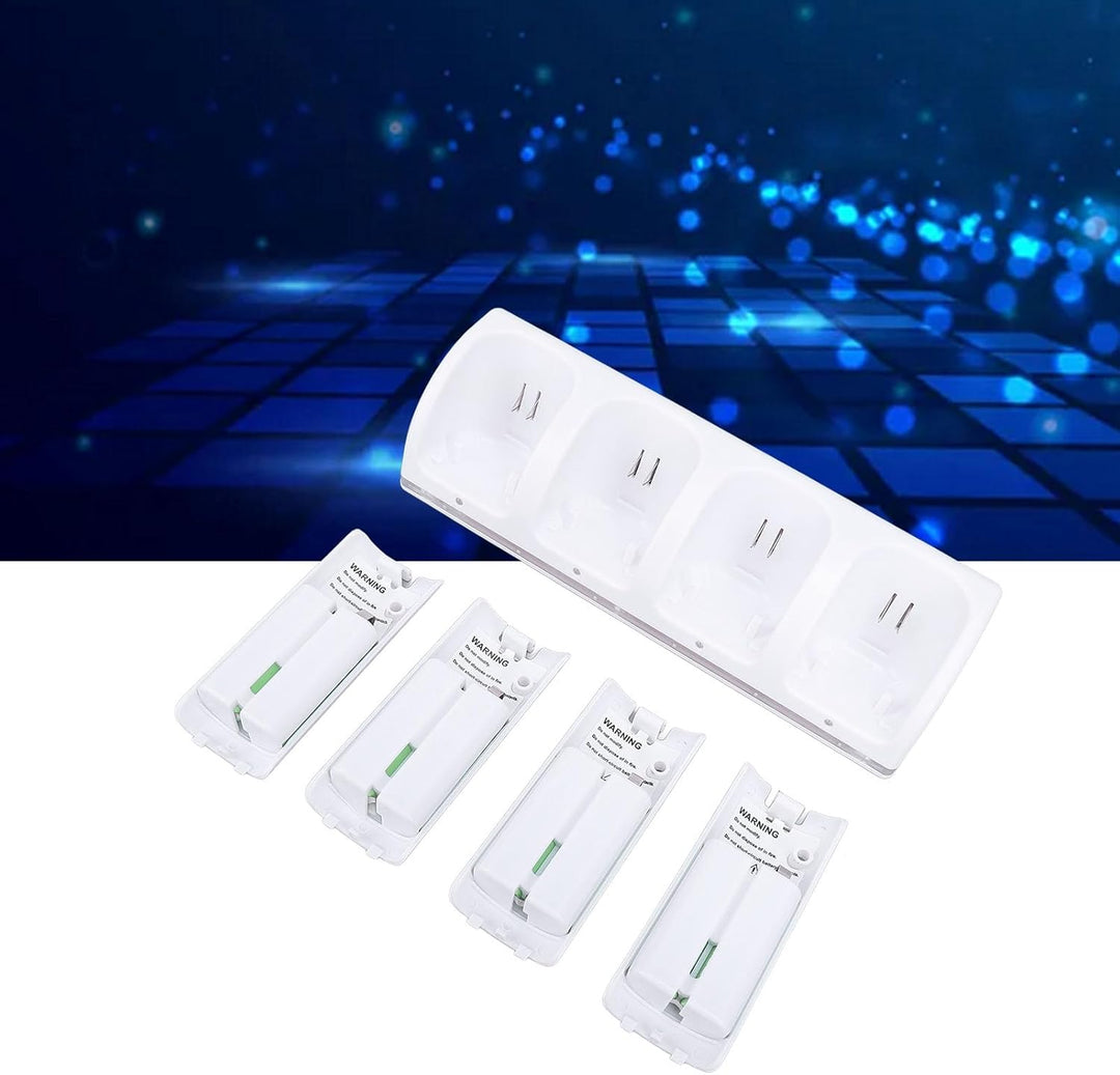 Fernbedienungs-Ladegerät, 4-in-1-Ladestation mit 4 Wiederaufladbaren 2800-mAh-Batterien, mit LED-Anz