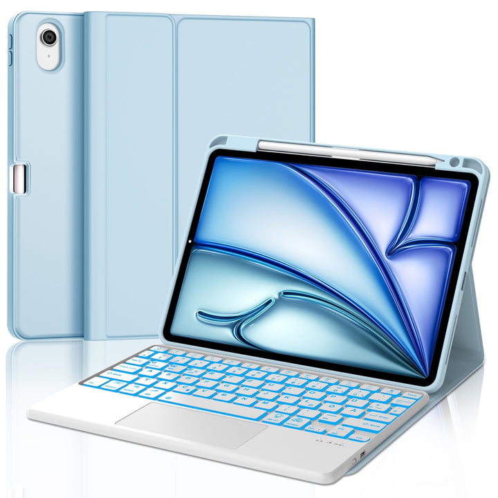 Tastatur für iPad Air 11” M4 2026/M3 2025/M2 2024 con Touchpad, Schutzhülle mit Stifthalter, Hülle B