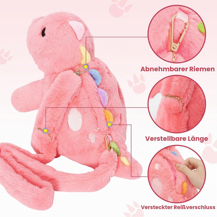 OUOZZZ Dino Kuscheltier, 31cm Niedliches Dinosaurier Kuscheltier mit 4 Baby Dino Plüschtier im Bauch