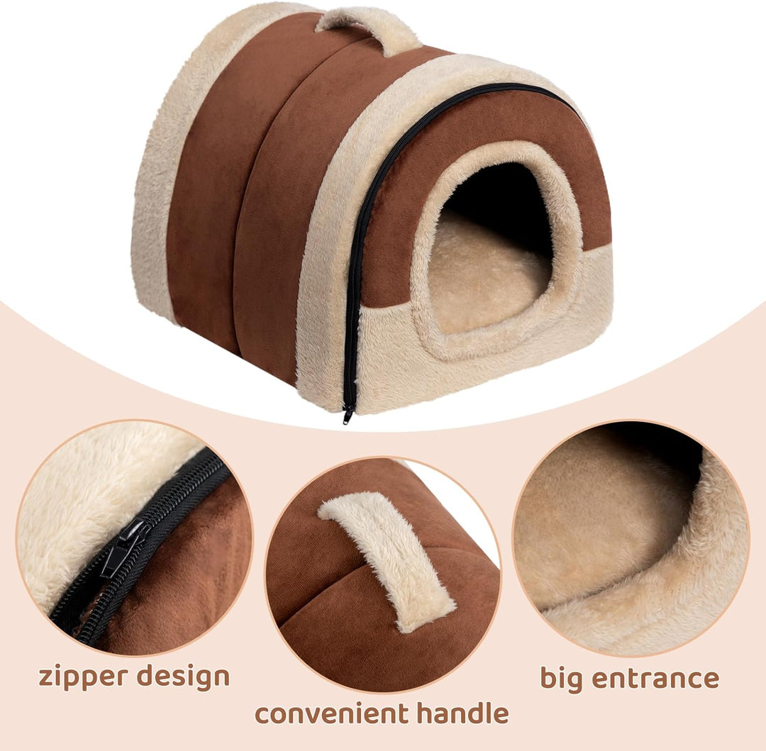 Hollypet Katzenbett Kleines Hundebett, 2-in-1 Faltbare Haustierbett für Katzen &amp; Kleine Hunde, Warme