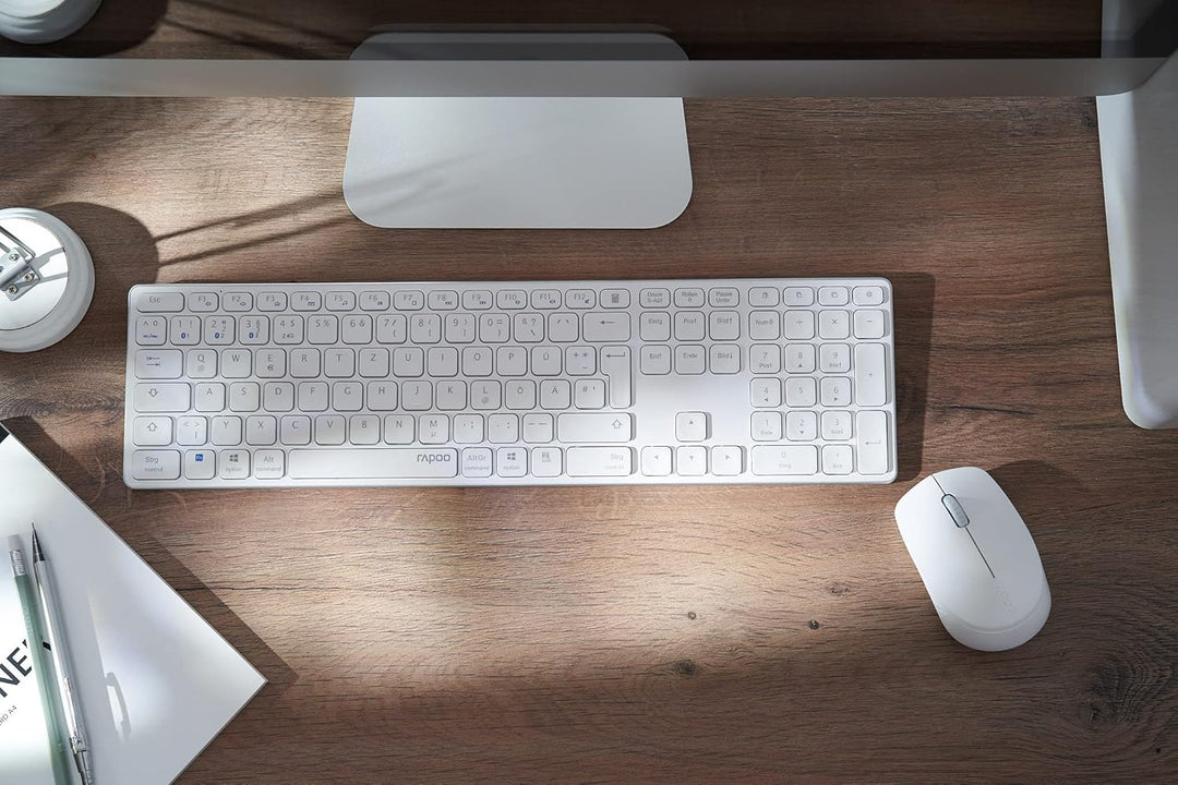 Rapoo 9600M kabelloses Tastatur-Maus Set Wireless Deskset 1300 DPI Sensor wiederaufladbarer Akku fla