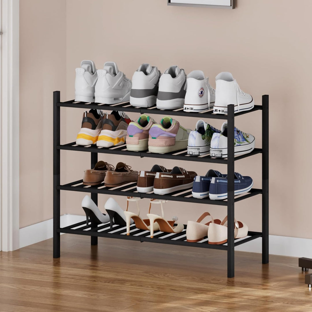 Bambus-schuhregal platzsparend,Schuhständer mit 3 Ebenen,Schuh Regal für Flur, Wohnzimmer, Schlafzim