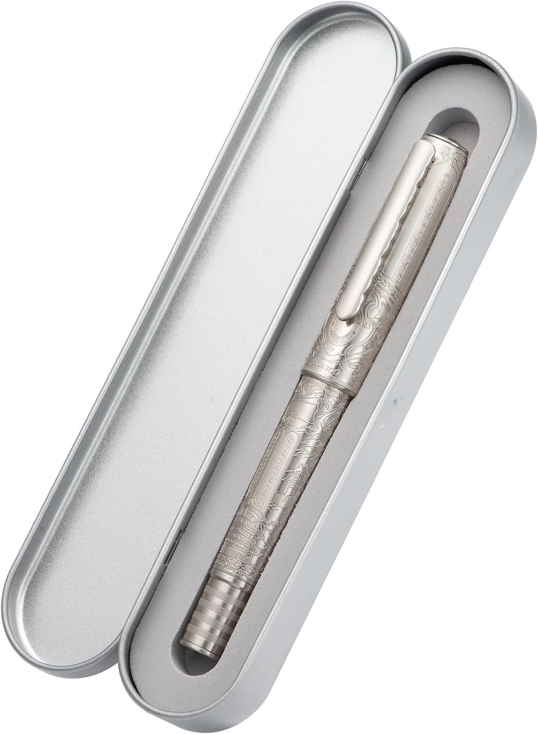 Hongdian 100 Silber Steel Kolben Füllfederhalter, Iridium Extra Feine Spitze Kalligraphie, Glatt Sch