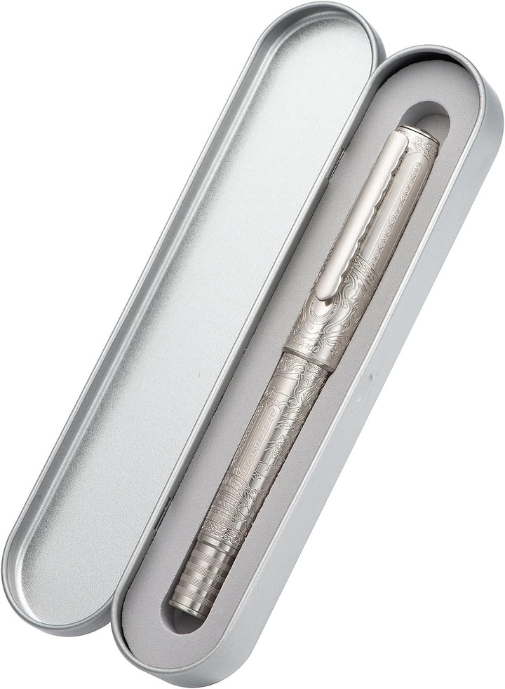 Hongdian 100 Silber Steel Kolben Füllfederhalter, Iridium Extra Feine Spitze Kalligraphie, Glatt Sch