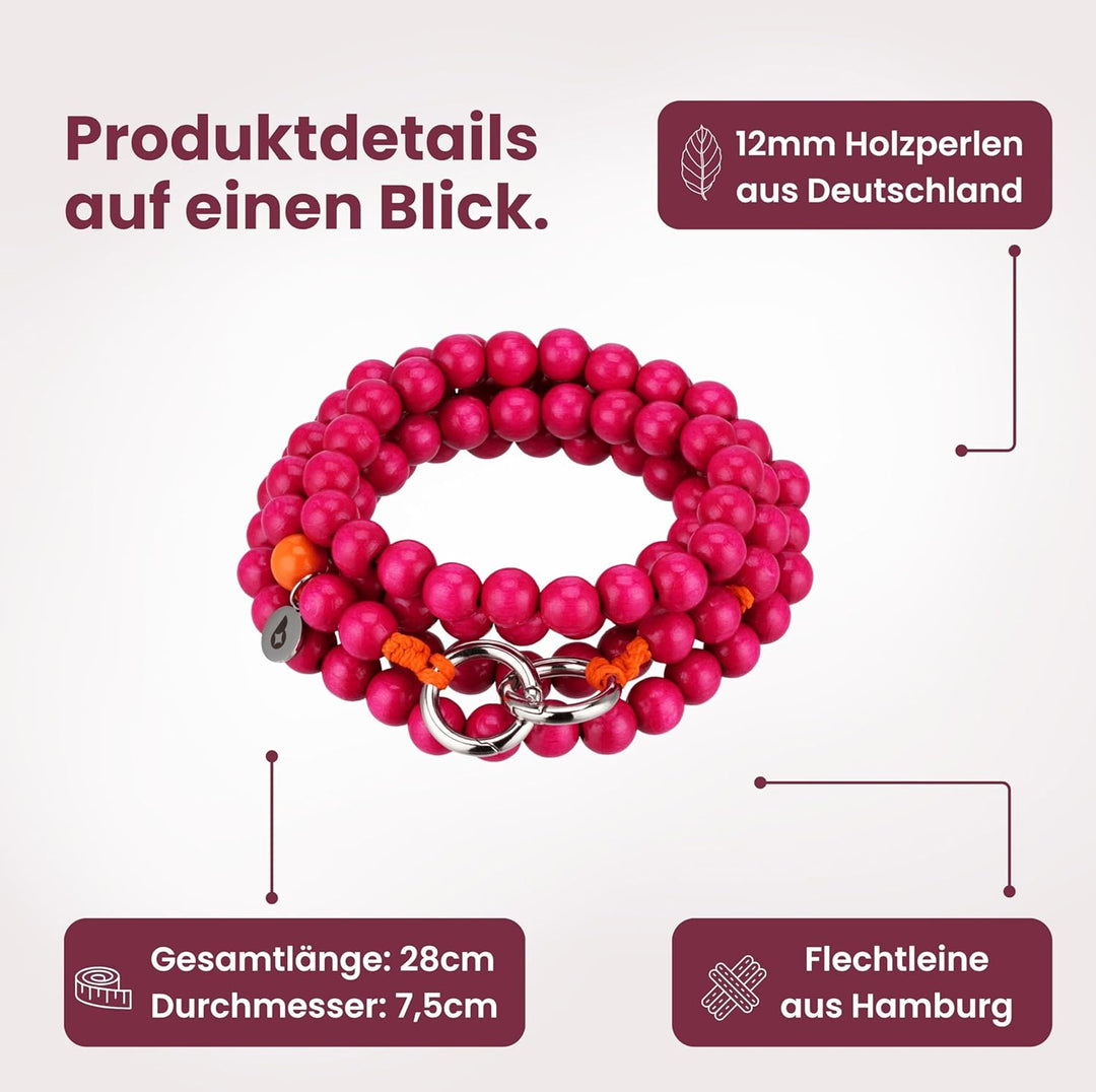 beadstars® Handykette Perlen lang inkl. Patch– handmade in Deutschland | Längen 120cm, 130cm, 140cm