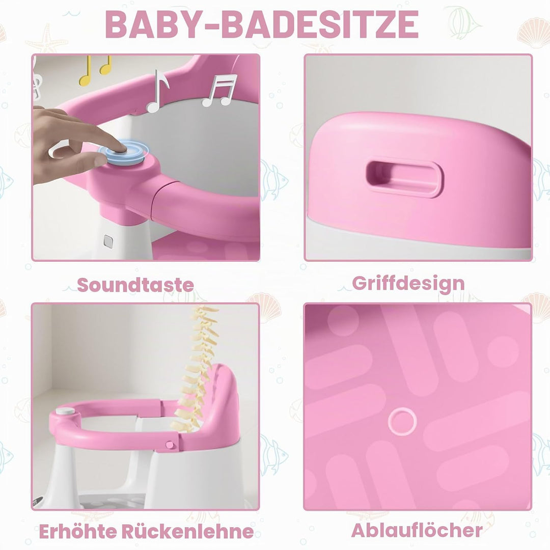 UBRAVOO Baby Badesitz für Babys von 6 bis 24 Monaten, aufrecht sitzender Badesitz, rutschfester Baby