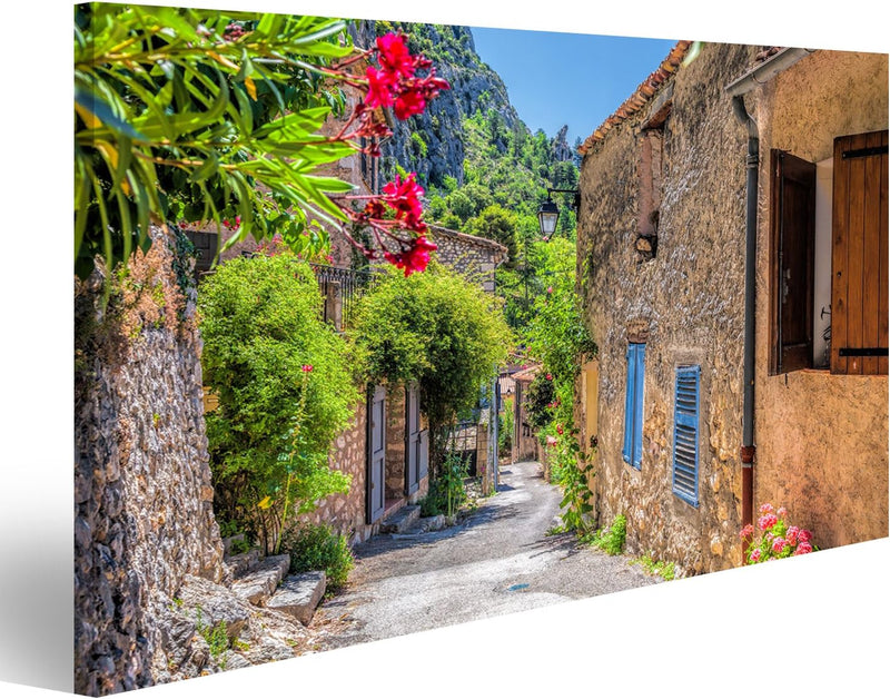 Bild auf Leinwand Moustiers Sainte Marie Dorfstrasse Provence Frankreich Berühmt Wandbild Poster Kun