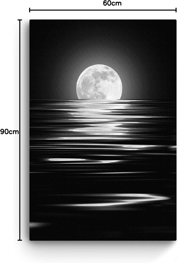 Startonight Bilder Der Mond, Leinwandbilder Moderne Kunst, Schwarz und Weiss Wanddeko Kunstdrucke, W