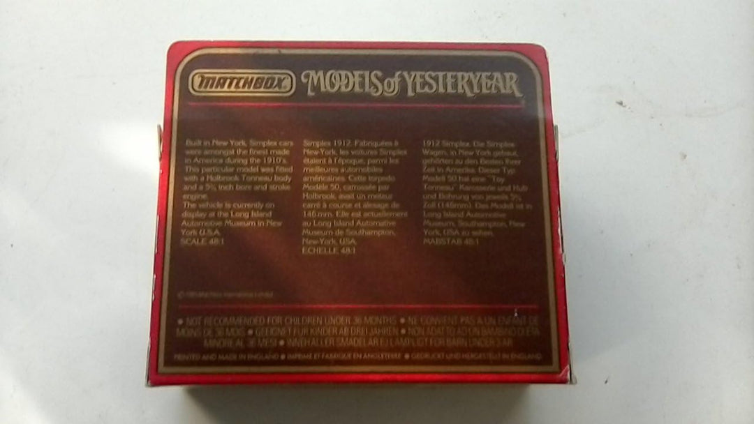 Matchbox Models Of Yesteryear Model Car Y-9 - 1912 Simplex - Green
