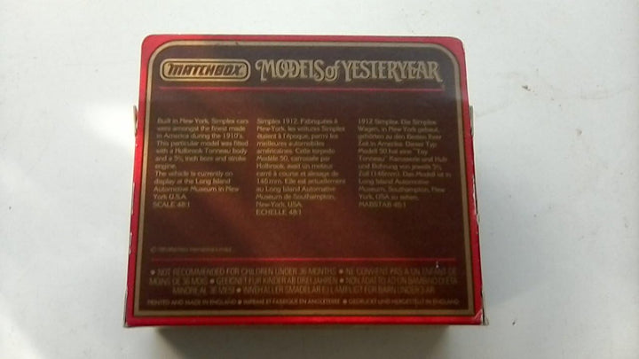 Matchbox Models Of Yesteryear Model Car Y-9 - 1912 Simplex - Green