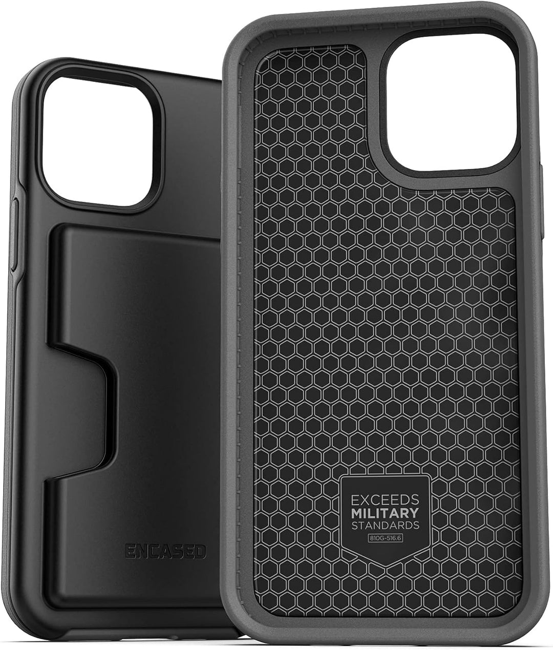 Encased Wallet Hülle für iPhone 13 mit Kartenfach – Schutzhülle Handyhülle Stossfest Case (4 Karten/