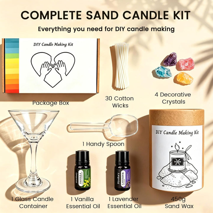 Kerzen Selber Machen Set, Kerzensand mit Docht, DIY Kerzenherstellung Kit | 450g Kerzenwachs mit 30