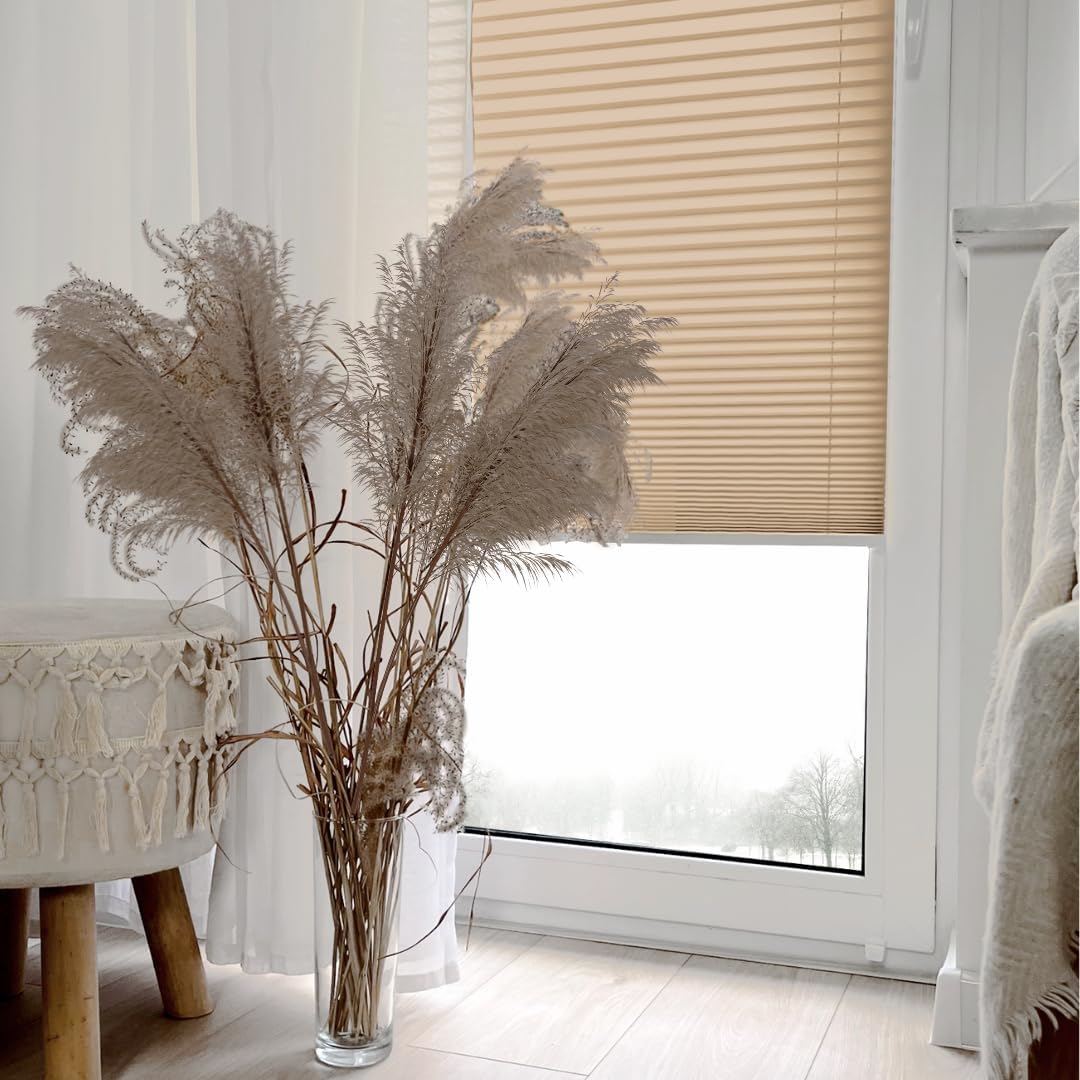 Home-Vision® Premium Plissee Faltrollo ohne Bohren mit Klemmfix (Beige, B60cm x H150cm) Modern Klemm