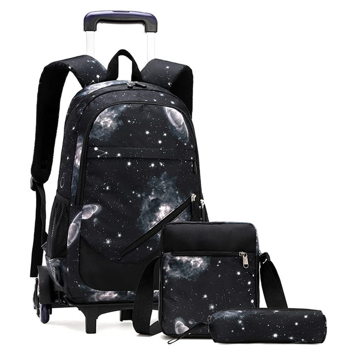 Trolley Rucksäcke Rollen Rucksack Schulranzen mit 6 Rädern Kinder Schulrucksack Reisen für Mädchen J