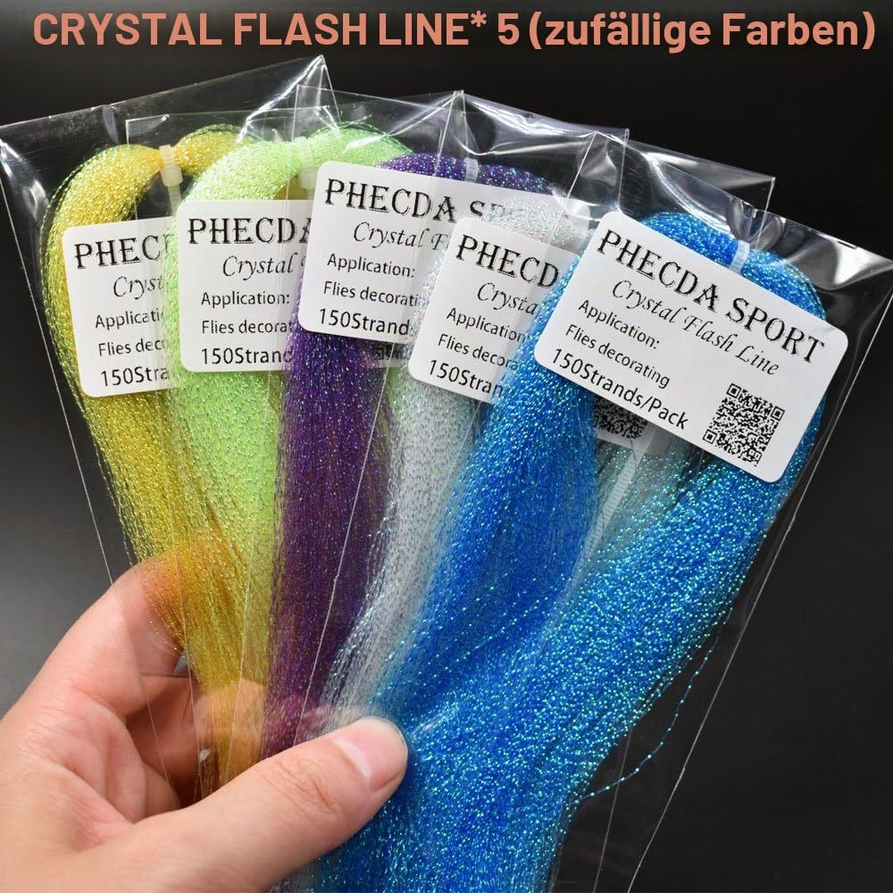 PHECDA PROFLY Federn Pelz Faden Kristall Flash Line Haken Fliegenbinden Materialien Fly Tying Starte