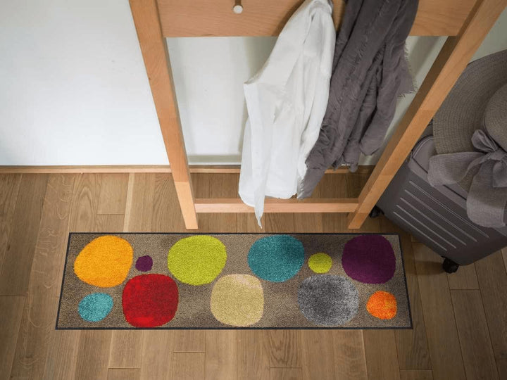 Salonloewe Broken Dots 030x100 cm bunt Läufer schmal Kreise Sauberlaufmatte