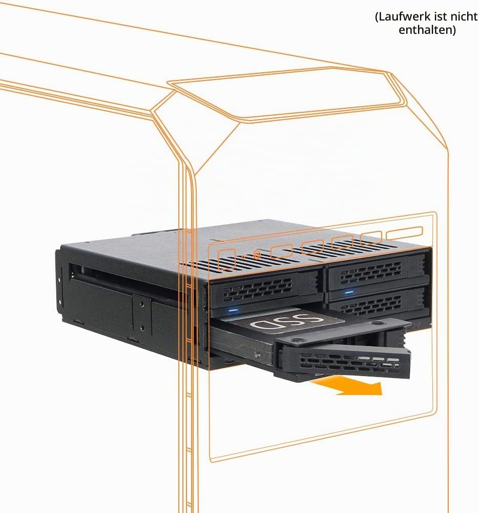 ICY DOCK ExpressCage MB324SP-B - Wechselrahmen für 4X 2,5 Zoll (6,4cm) SATA/SAS SSD/HDD in 1x 5,25 Z