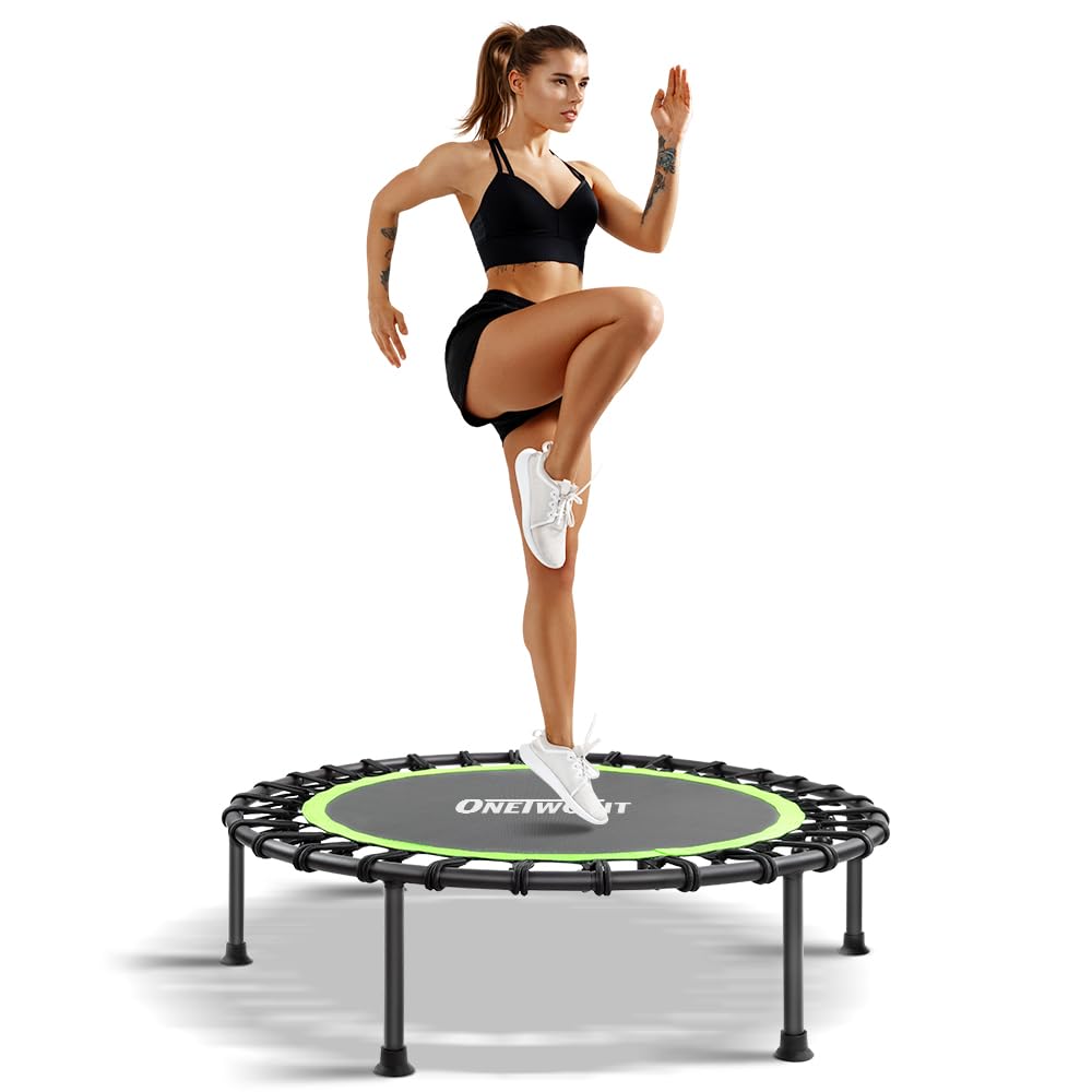 ONETWOFIT 114cm Trampolin lndoor,Rückprall Trampolin für Erwachsene, Leises Mini Trampolin für das O