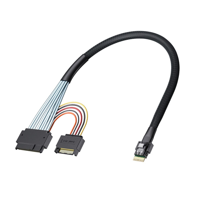 SFF-8654 4i SlimSAS to U.2 SFF-8639 with 15pin SATA power cable, 0.75m(2.46ft)