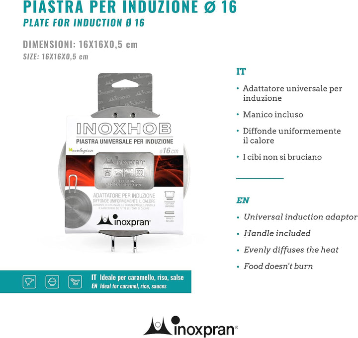 INOXPRAN Piastra Per Induzione Induktionskochplatte Edelstahl 16 Töpfe und Zubereitung der Küche, Gr
