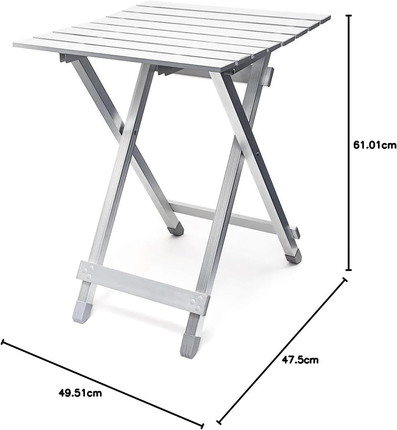 Relaxdays Klapptisch, wetterfest, Beistelltisch HBT: 61 x 49,5 x 47,5 cm für den Garten, robustes Al