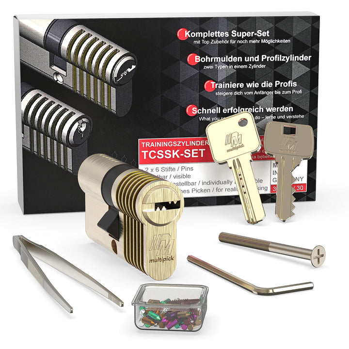 MULTIPICK 2-in-1 Trainingzylinder Set - [inkl. 50-tlg. Pinning-Kit] Lockpicking - Lock Picking Tool