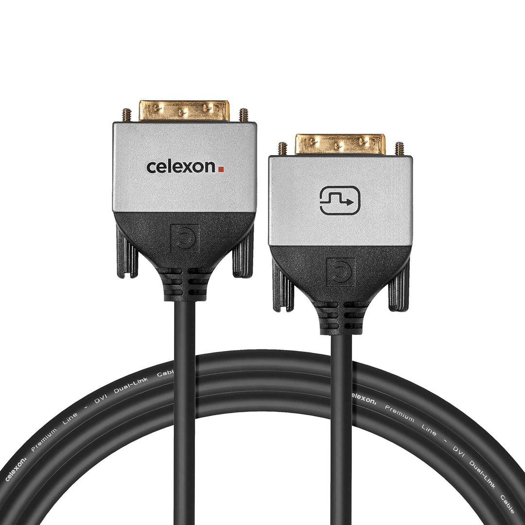 celexon DVI Dual Link Kabel 5,0m - 2x DVI-D (24+1) Stecker - Plug & Play - Professional Line 5m DVI,