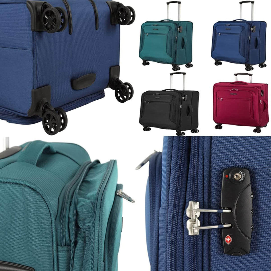 Bowatex Koffer 78 cm gross Leicht Weicher Stoff Rollen Trolley Schwarz 120 Liter