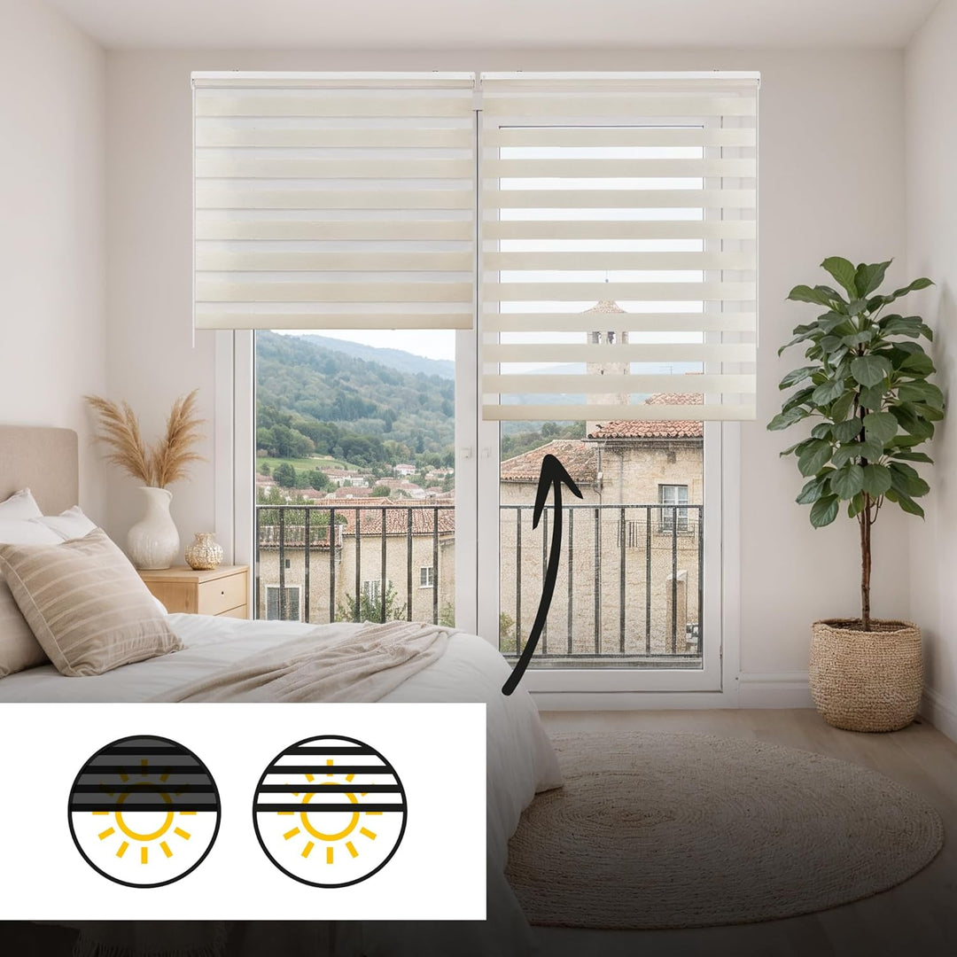 STORESDECO Doppelrollo mit Bohren 180H x 100B cm für Fenster & Türen - Zuverlässiger Lichtschutz & S