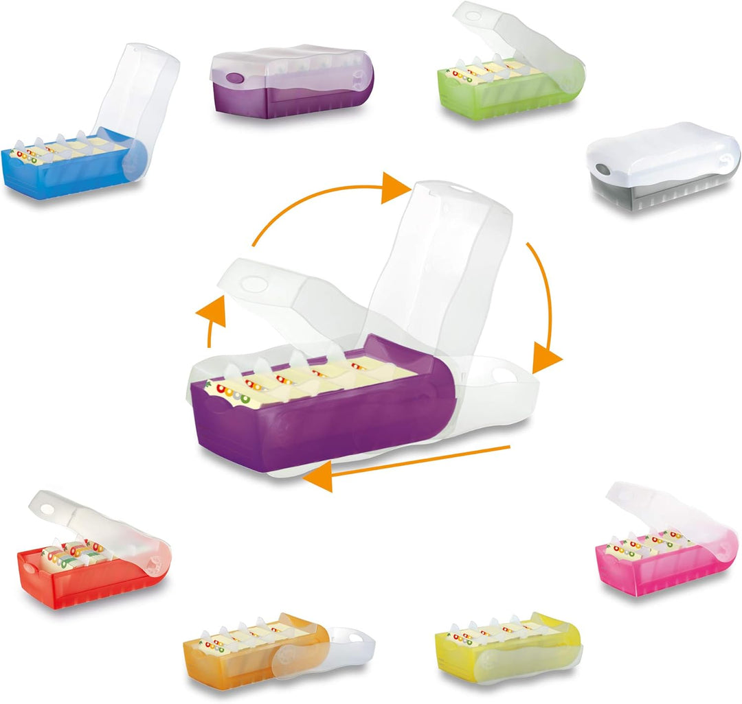 HAN Lernkarteibox CROCO, einfach Vokabeln lernen mit 5-Fächer-Lernsystem, DIN A8 Karteikasten für 50