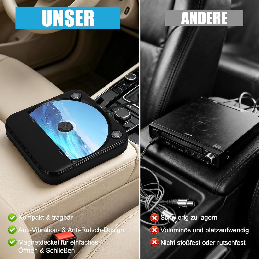 CD Player für Auto,Extern Universal Auto CD Player mit USB-Anschluss, AUX-Anschluss, Extra Controlle