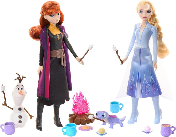 Disney Frozen Die Eiskönigin Waldabenteuer-Geschenkset - 2 Puppen, 2 Freundefiguren, 12 Zubehörteile
