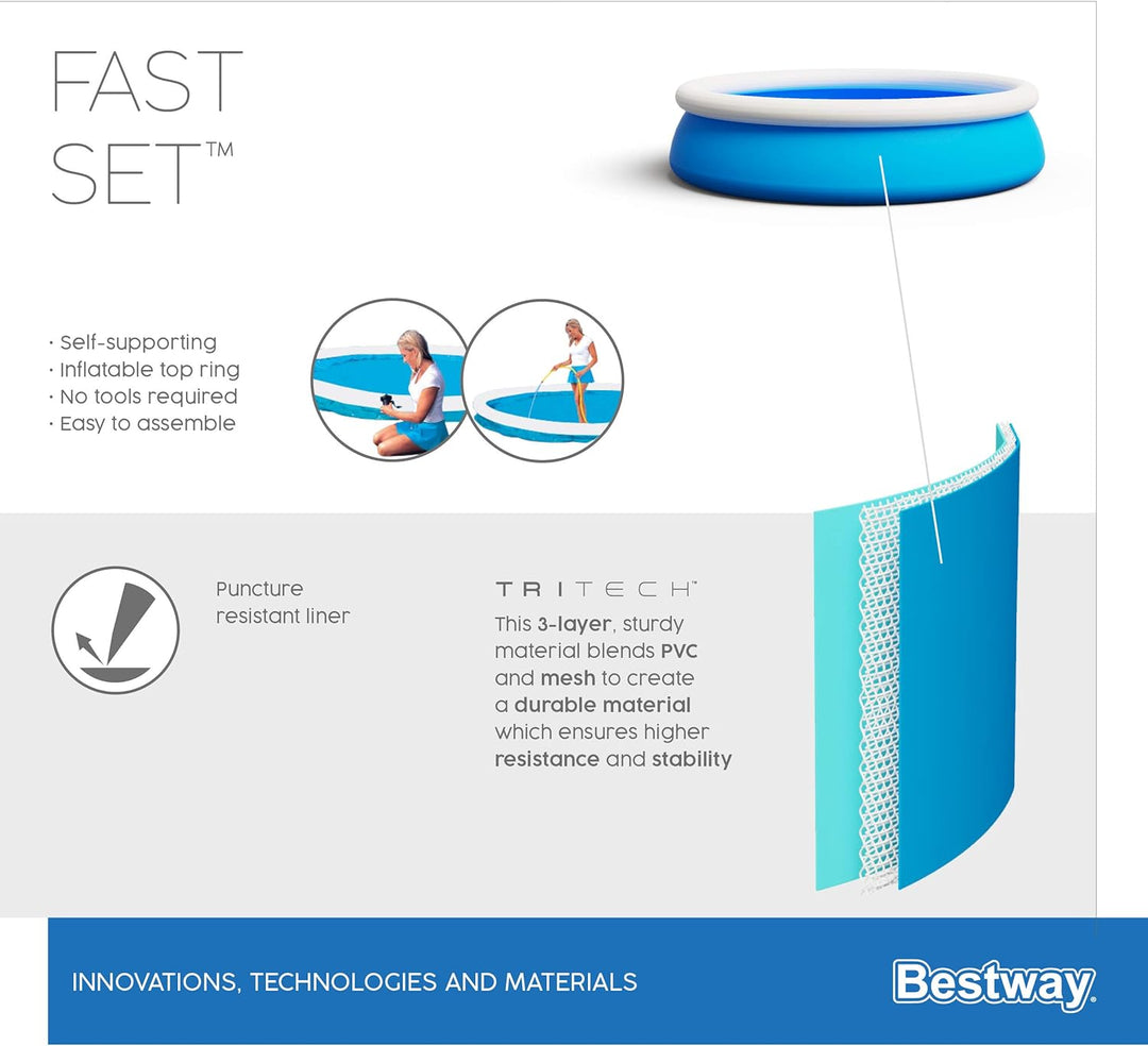 Bestway Fast Set Inflatable Pool Set Round 3.66 m x 76 cm