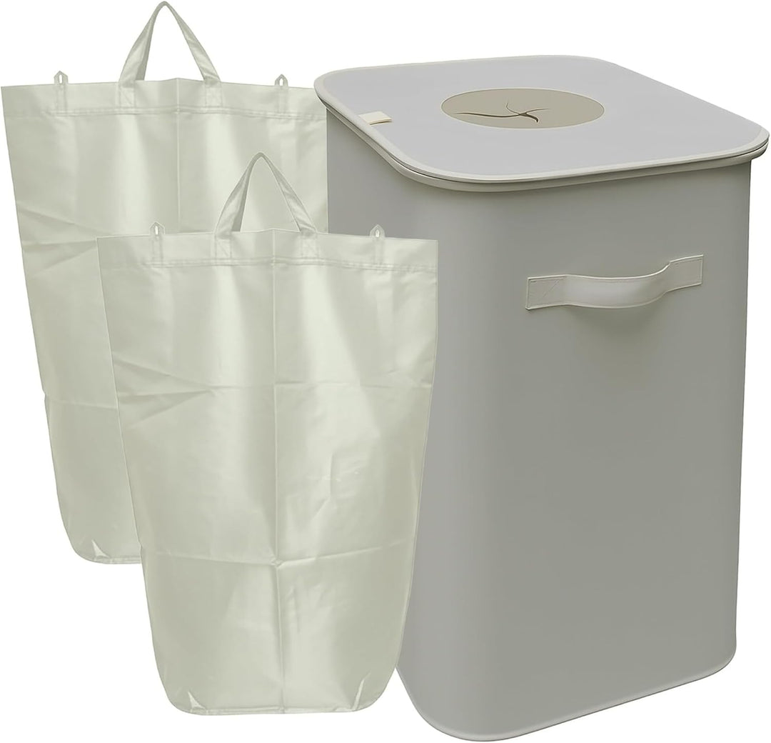 Relaxdays Pfandflaschen Sammelbehälter, 100 L, 2 Tragetaschen, abwischbar, Recycling, Flaschensammle