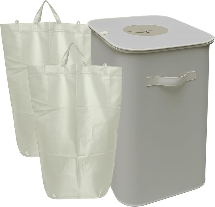 Relaxdays Pfandflaschen Sammelbehälter, 100 L, 2 Tragetaschen, abwischbar, Recycling, Flaschensammle