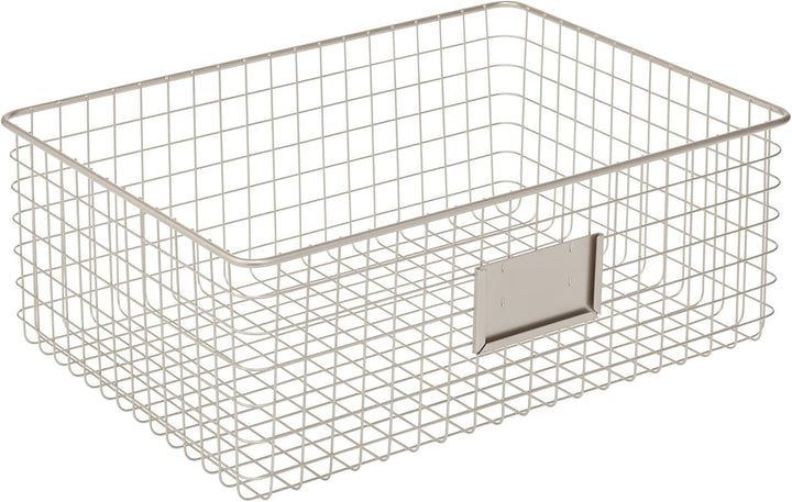 mDesign 4er-Set Allzweckkorb aus Metall – Aufbewahrungskorb mit Beschriftungsfeld für Küche, Vorrats