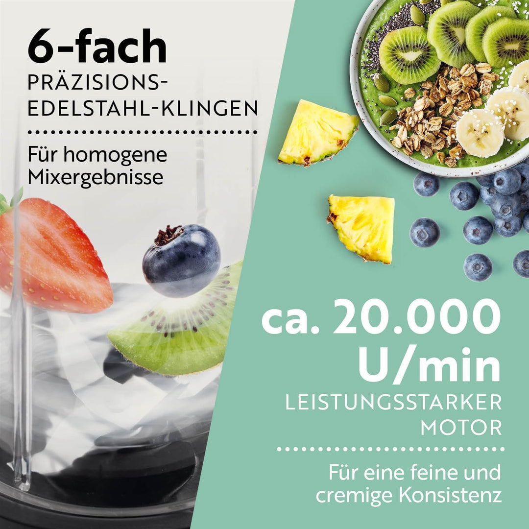 GOURMETmaxx Mr. Magic Mixer | Smoothie Maker mit XXL-Zubehörpaket | Standmixer 18-tlg. | Blender mit