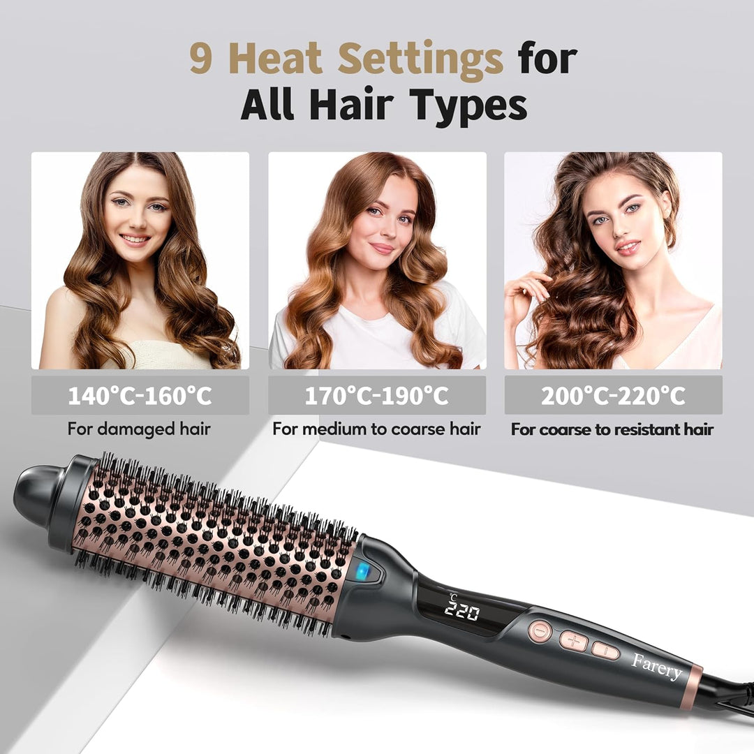 Farery Thermobürste, Thermal Brush, 38mm Heisse Bürste für lockeres & voluminöses Haar, Keramik-Turm